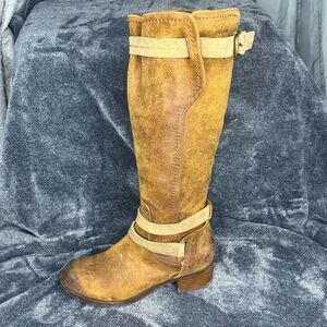 UGG Darcie Womens Tall Riding Boots Chestnut Brown Distressed Leather size 7
